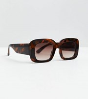 New Look Dark Brown Tortoiseshell Effect Rectangle Sunglasses
